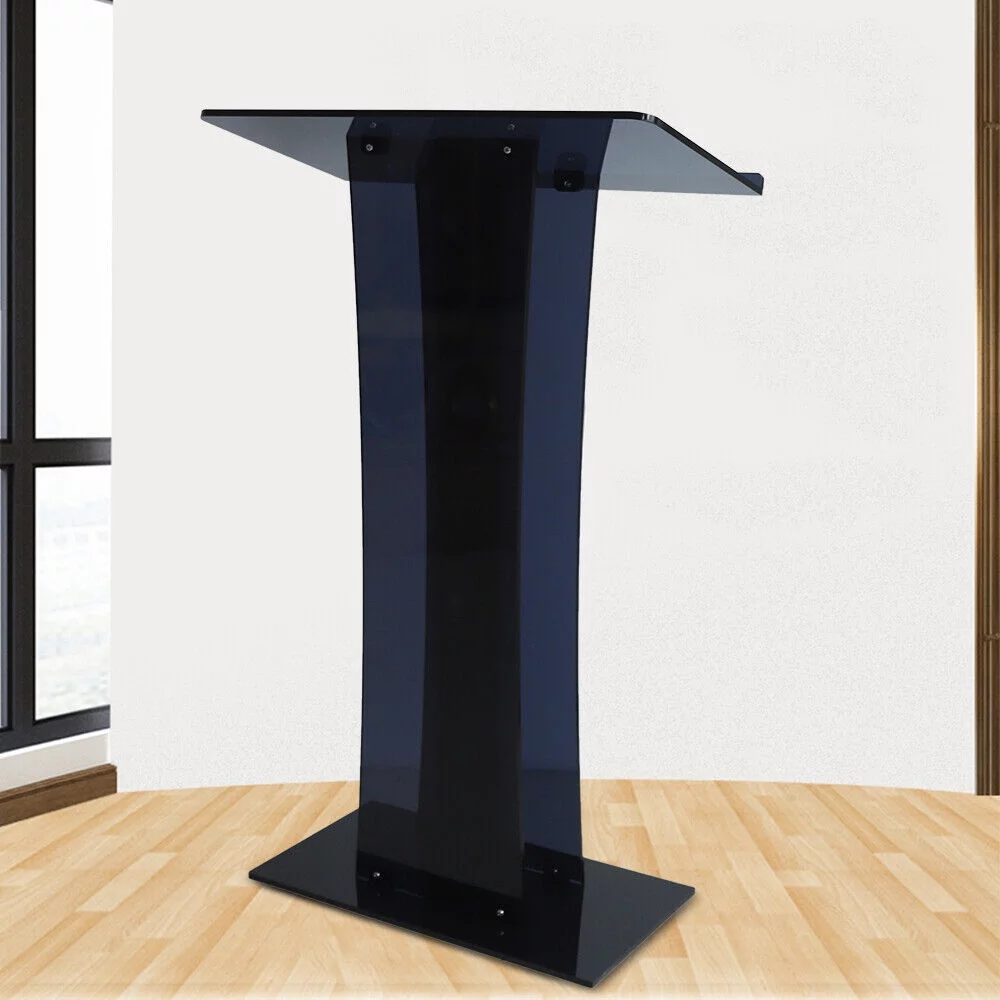 ZhdnBhnos Black Acrylic Podium Podium Stand Clear Podium Lectern Plexiglass Pulpit Presentation Table Reception Stand For Conference School Church