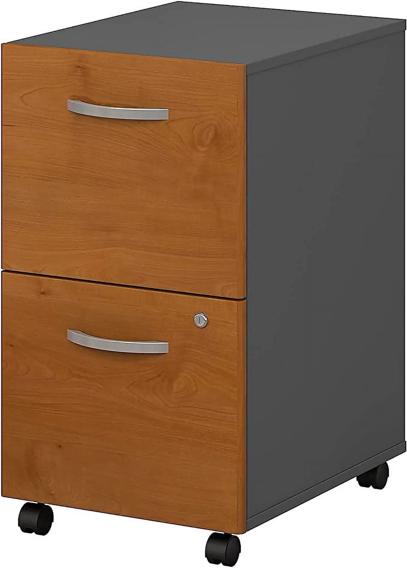 Open Box Bush Furniture 2 Drawer Mobile File Cabinet WC72452 Natural Cherry/Graphite Gray