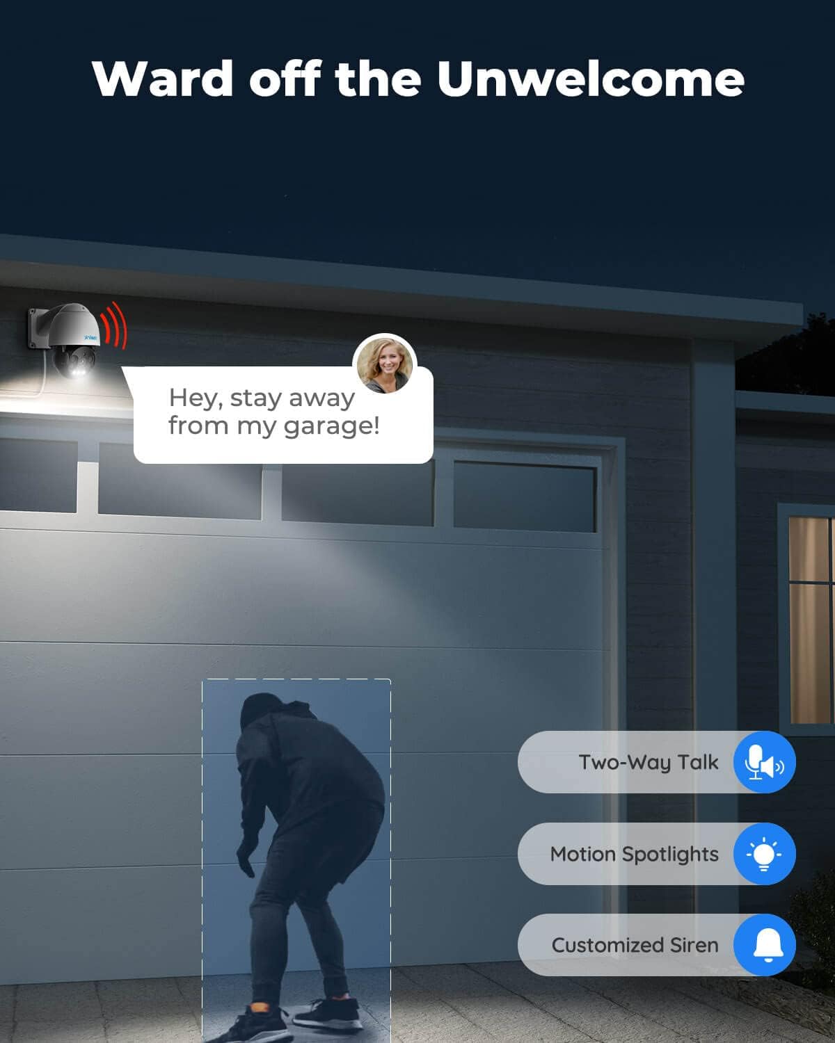 REOLINK 4K PTZ Outdoor Camera, PoE IP Home Security Surveillance, 5X Optical Zoom Auto Tracking, 3pcs Spotlights 190 Ft Color Night Vision, Two Way Talk, Up to 256GB SD Card(Not Included), RLC-823A