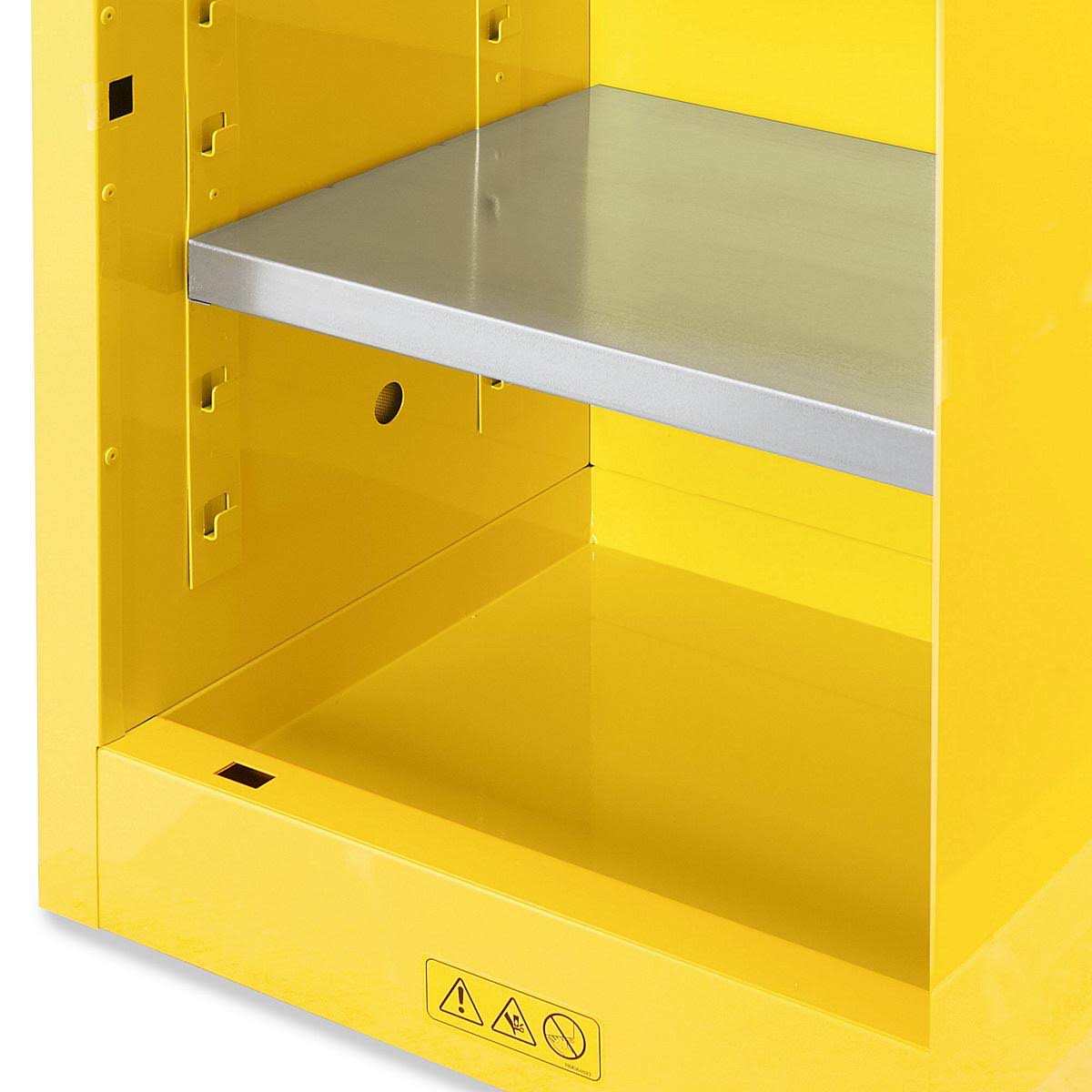 Slimline Flammable Storage Cabinet - Manual Doors, Yellow, 12 Gallon - Justrite - H-2218M-Y