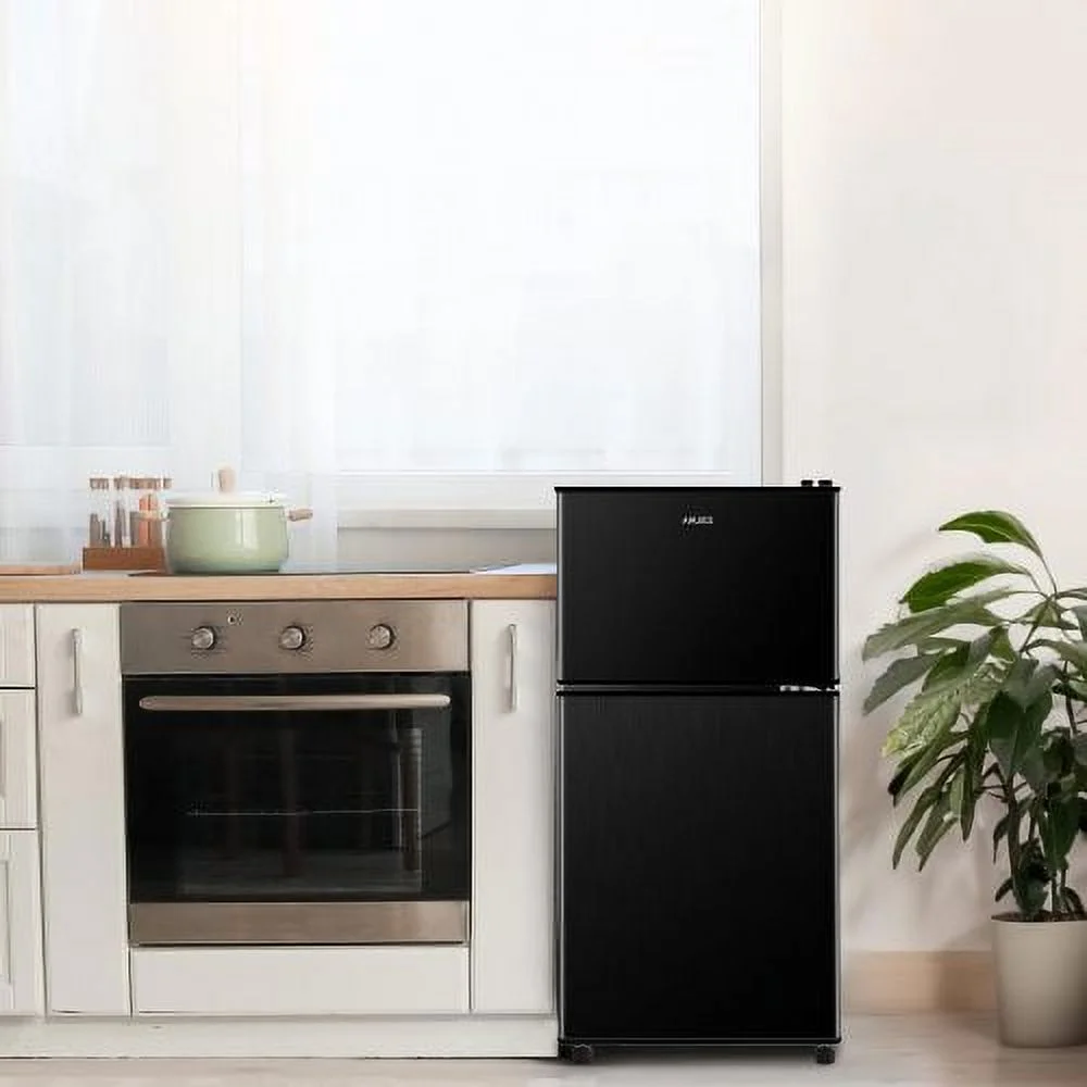 3.5 Cubic Feet Refrigerator, ZPL Compact Refrigerator, Mini Fridge with Freezer and 2 Door, 7 Level Thermostat Removable Shelves for Kitchen, Dorm, Apartment, Bar, Office, Silver