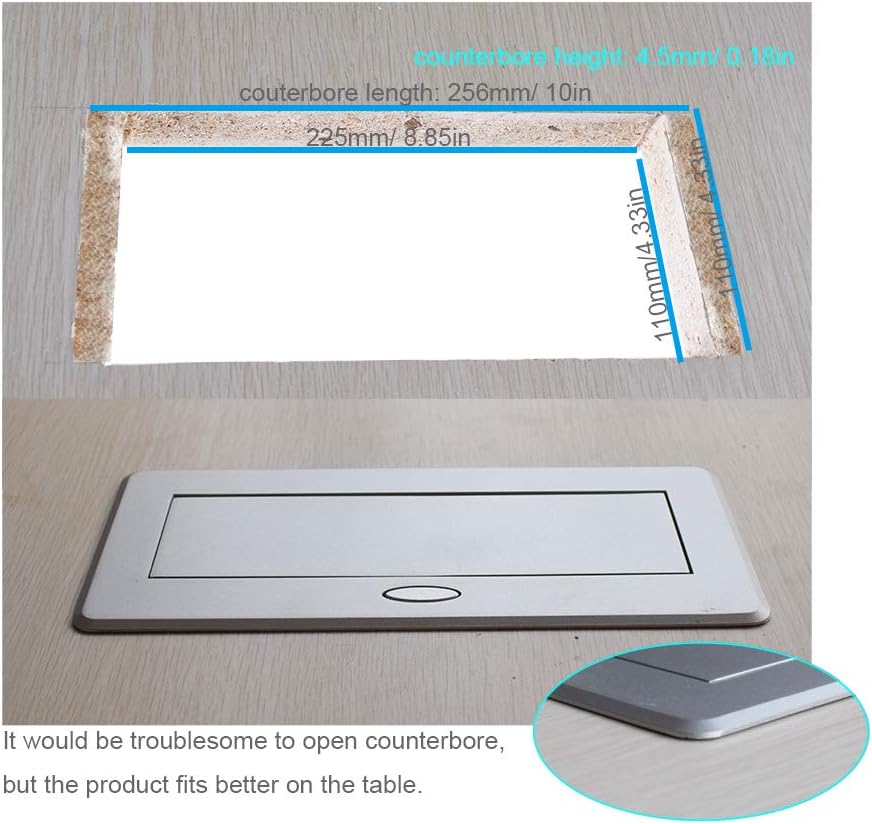 Table Pop up Power Date Center Connection Box with Outlet Network HDMI for Conference desk Pack of 2