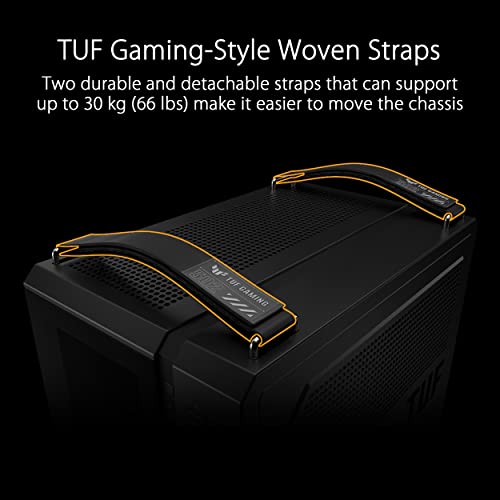 ASUS TUF Gaming GT502 Plus TG ARGB Black Gaming PC Case, Mid ATX, Dual Camera, Toolless Side Panels, USB 3.2 Gen2 Type-C, 4 Pre-Installed ARGB Fans, Black