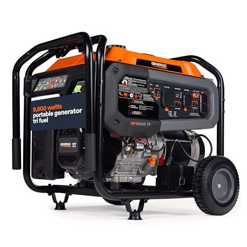 Generac 8,000-Watt Gas-Powered Portable Generator - Electric Start with COsense - PowerRush Advanced Technology - Reliable Power for Emergencies, Recreation, Home - 49 State Compliant - Orange/Black