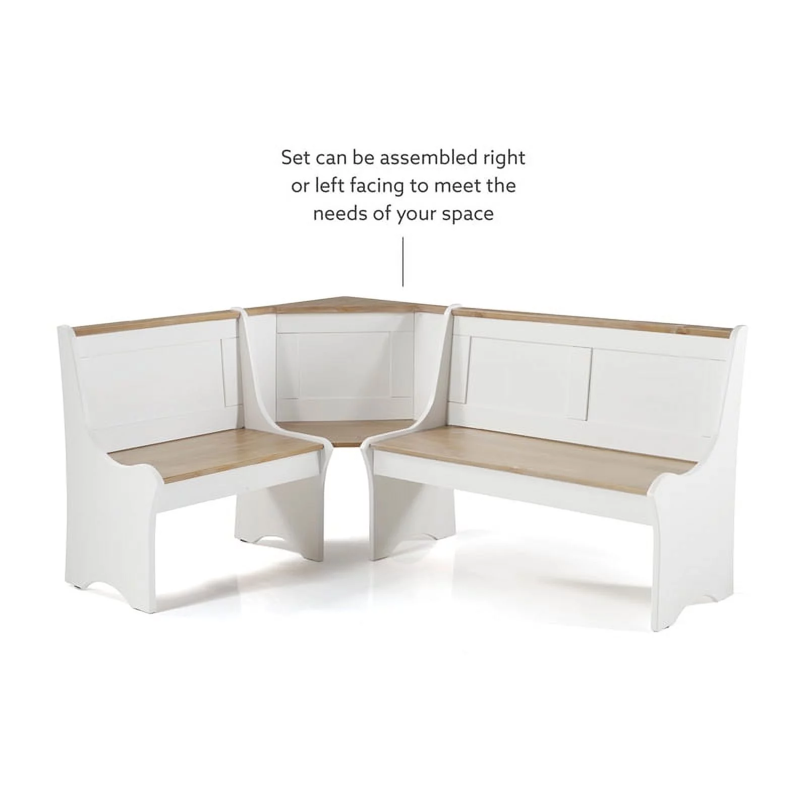 Linon Jackie Dining Nook Set in Antique White