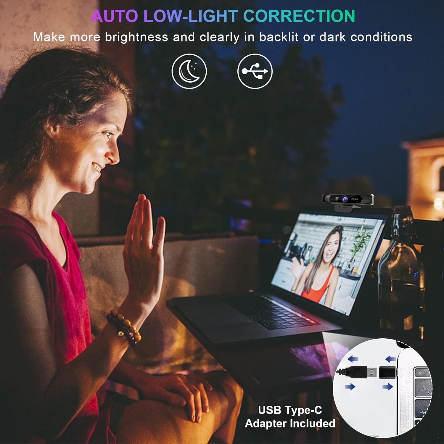 1080P 60FPS Webcam with Microphone,Full HD Computer Web Camera,Auto-Focus 80° Wide Angle Built-in Dual Noise Reduction Mics,Webcam for Online Class, Zoom Skype Facetime Teams, PC Mac Laptop Desktop