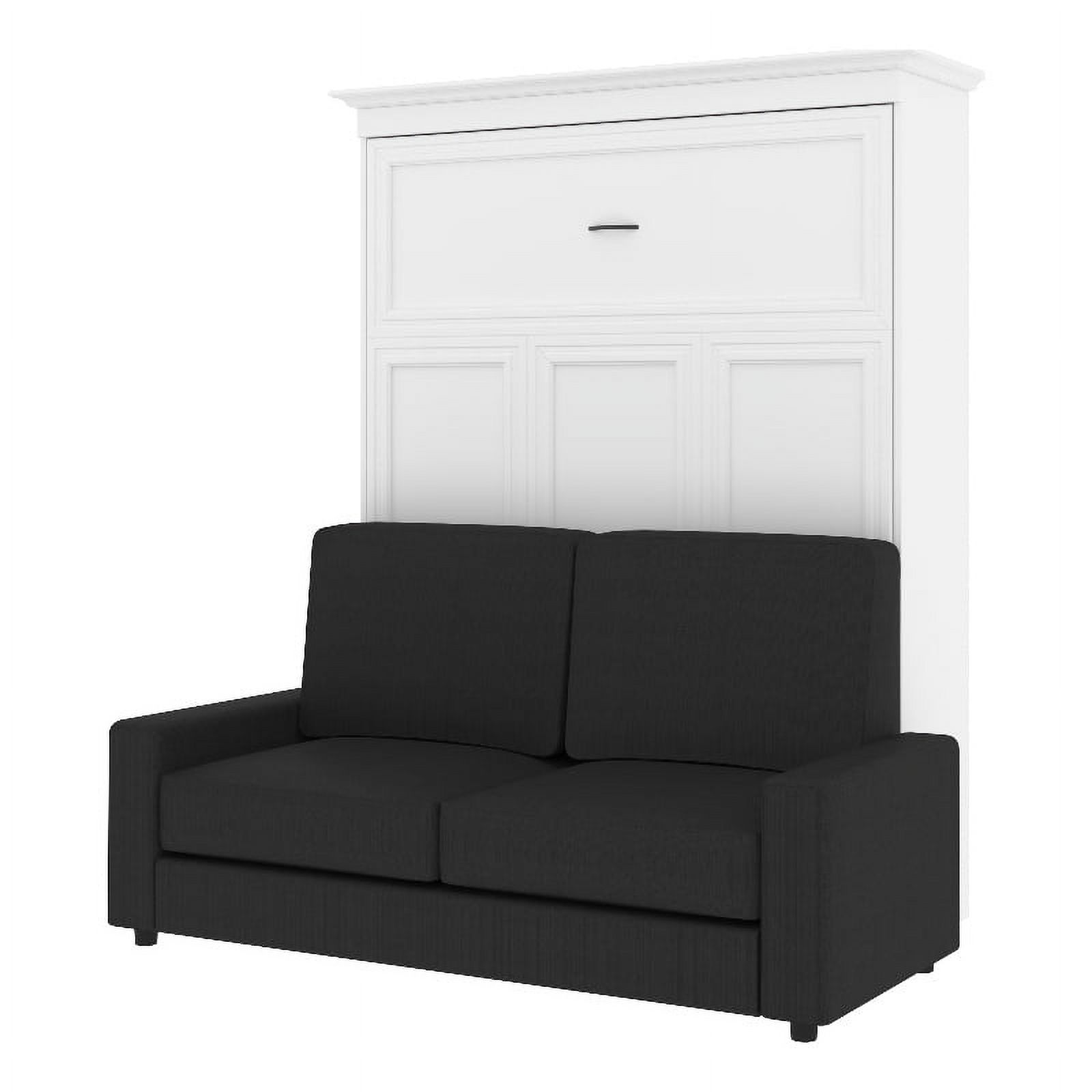 Atlin Designs Wood Queen Murphy Bed with Sofa & Organizer in White/Gray