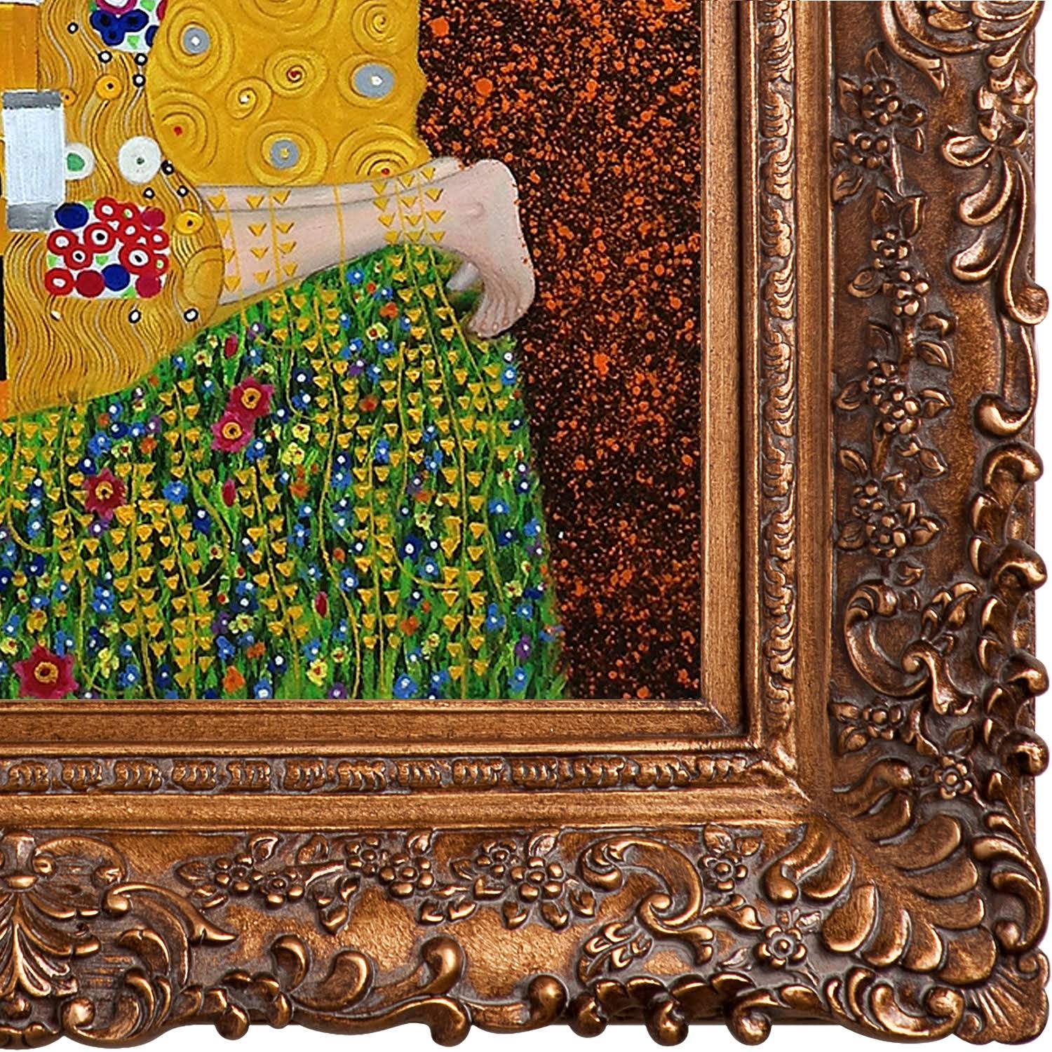 Tori Home The Kiss Framed Hand Painted Oil on Canvas by Klimt, Burgeon Gold Frame
