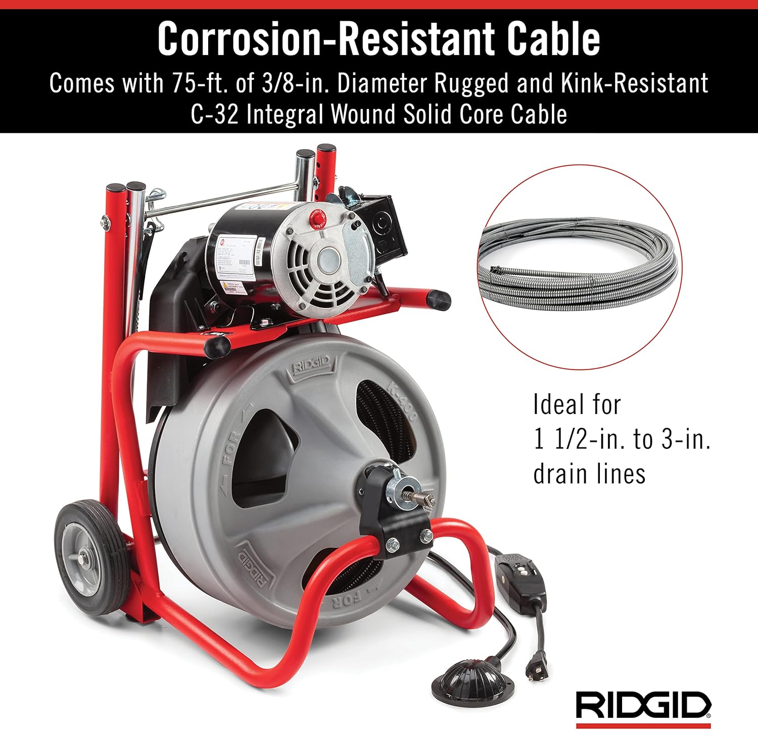 RIDGID 52363 K-400 Drain Cleaner, Grey