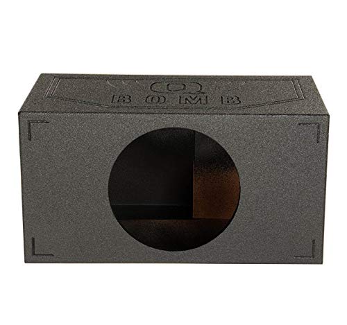 Q Power Q Bomb Series 15 Inch Ported Car Subwoofer Sub Box Enclosure with Single Vented Chamber Design and Black Bed Rhino Liner Spray Finish, Black
