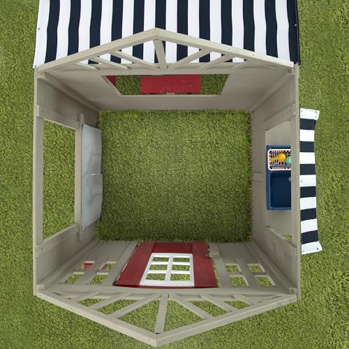 Delta Children MySize Deluxe Outdoor Playhouse with Play Sink with Running Water, Picnic Table & Mailbox – Premium Wooden Cedar Playhouse for Kids, Grey