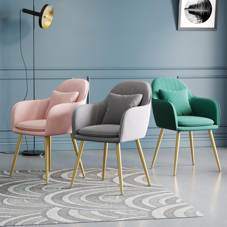 Leather Kitchen Chairs Modern Style Lazy Makeup Stool Livingroom Furniture Hotel Nail Shop Sofa Chair Nordic Dining Chair Backrest Flannel Fabric Chair armrest Dining Chair Velvet (Color : C)