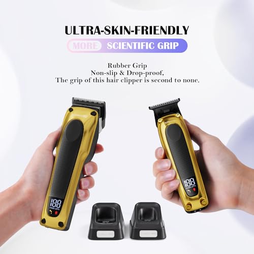 Professional Hair Clippers for Men - High Torque Brushless Motor & Detachable Blade - Cordless Hair Trimmer Set for Barbers with Charging Base - Premium Hair Clipper Kit - Silver