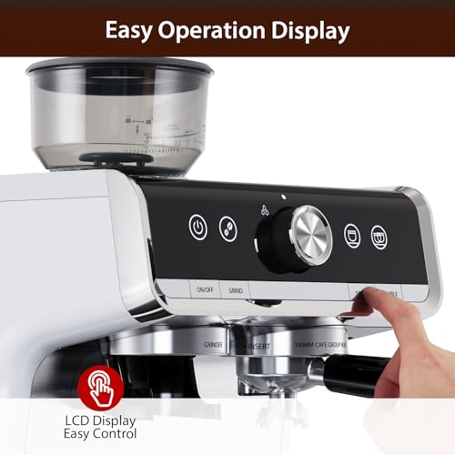 Espresso Machine with Grinder, 20 Bar Espresso Maker with Milk Frother Steam Wand, Professional Cappuccino Latte Maker, Gifts for Dad, Mom, Coffee Lover or Housewarming