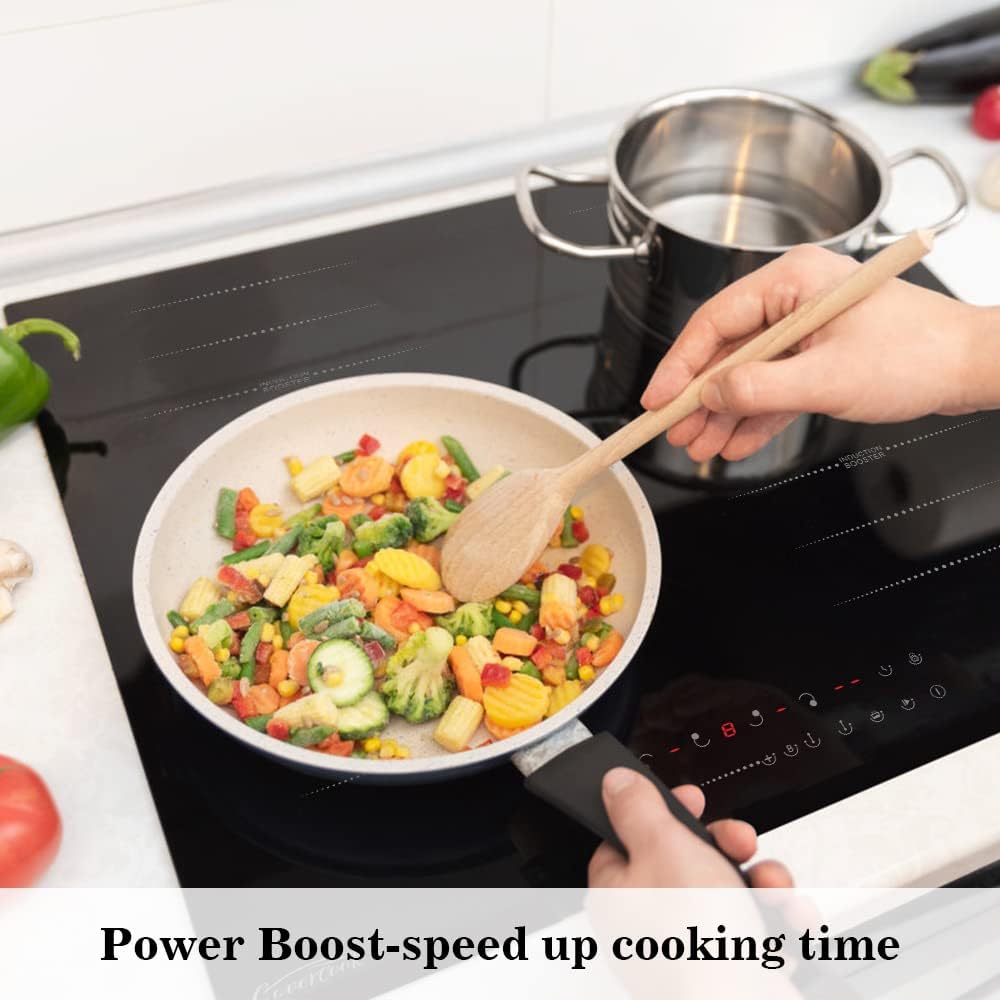 COVERCOOK Induction Cooktop 24 Inch, Built in Cooker Electric Hot Plate 4 Zones with 2 Flex Zones for Grill Plate BBQ, Power Boost, Child Safety Lock, Touch Control, Black 7200W