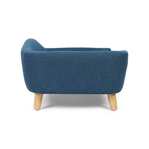 GDFStudio Mid Century Small Plush Pet Bed, Dark Gray and Natural Finish