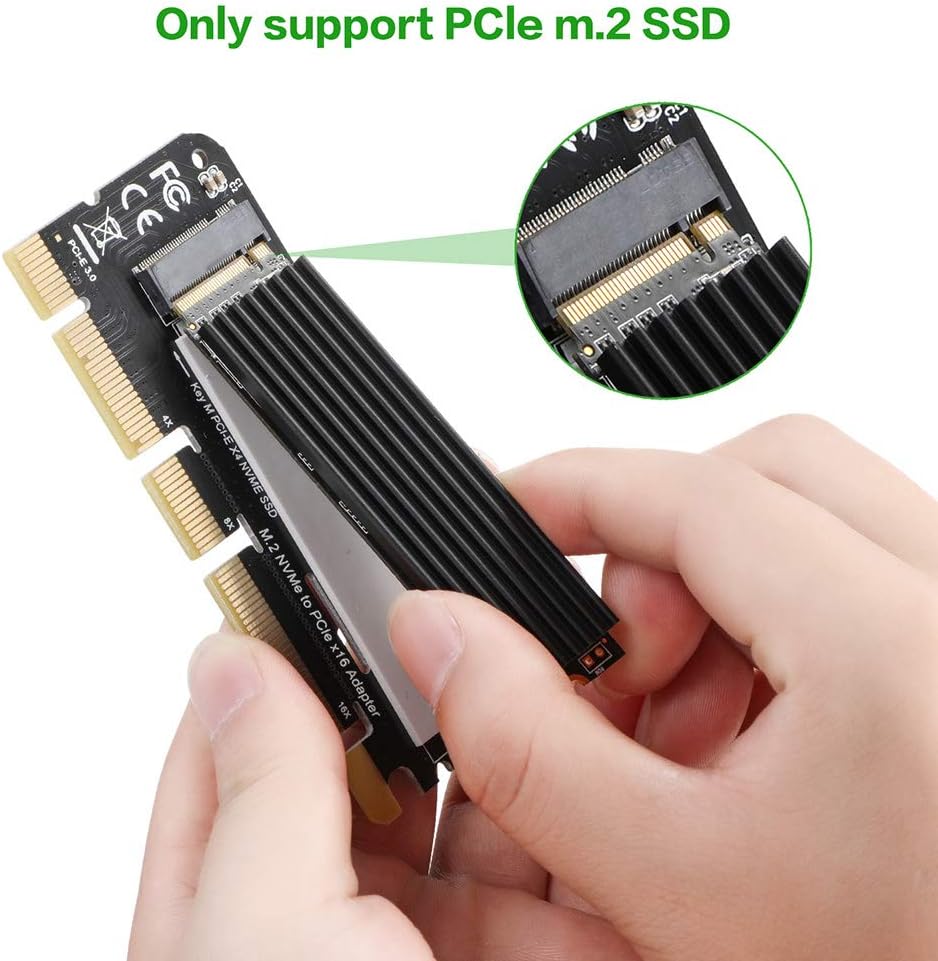 NVME PCIe x16 Adapter Card - BEYIMEI NVMe Adapter M.2 PCIe SSD to PCI-e x4/x8/x16 Converter Card with Heat Sink for M.2 (M Key) NVMe SSD 2230/2242/2260/2280 [Upgraded]