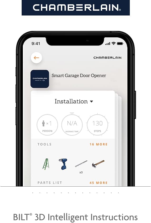 Chamberlain B4613T MYQ Smart Garage Door Opener, Ultra Quiet Belt Drive, Battery Backup, 3/4-HP Motor - Quantity 1