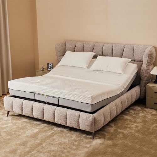 Electric Adjustable Bed Base Frame, Queen Size Bed Frame, Head & Foot Incline, Zero Gravity Lounge Bed, Quiet Motor, Wireless Remote, Black