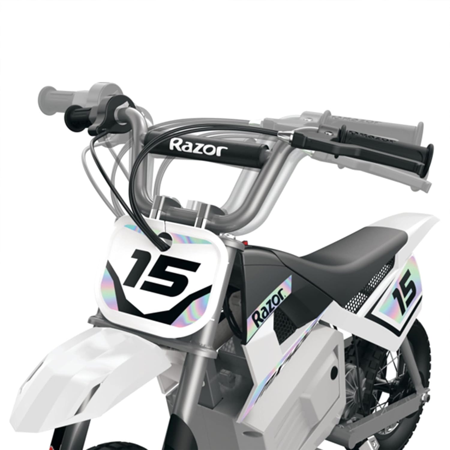 Razor Dirt Rocket 24 Volt Electric Toy Motocross MX400 Dirt Bike with Hand-Operated Brakes and Retractable Kickstand, White (2 Pack)