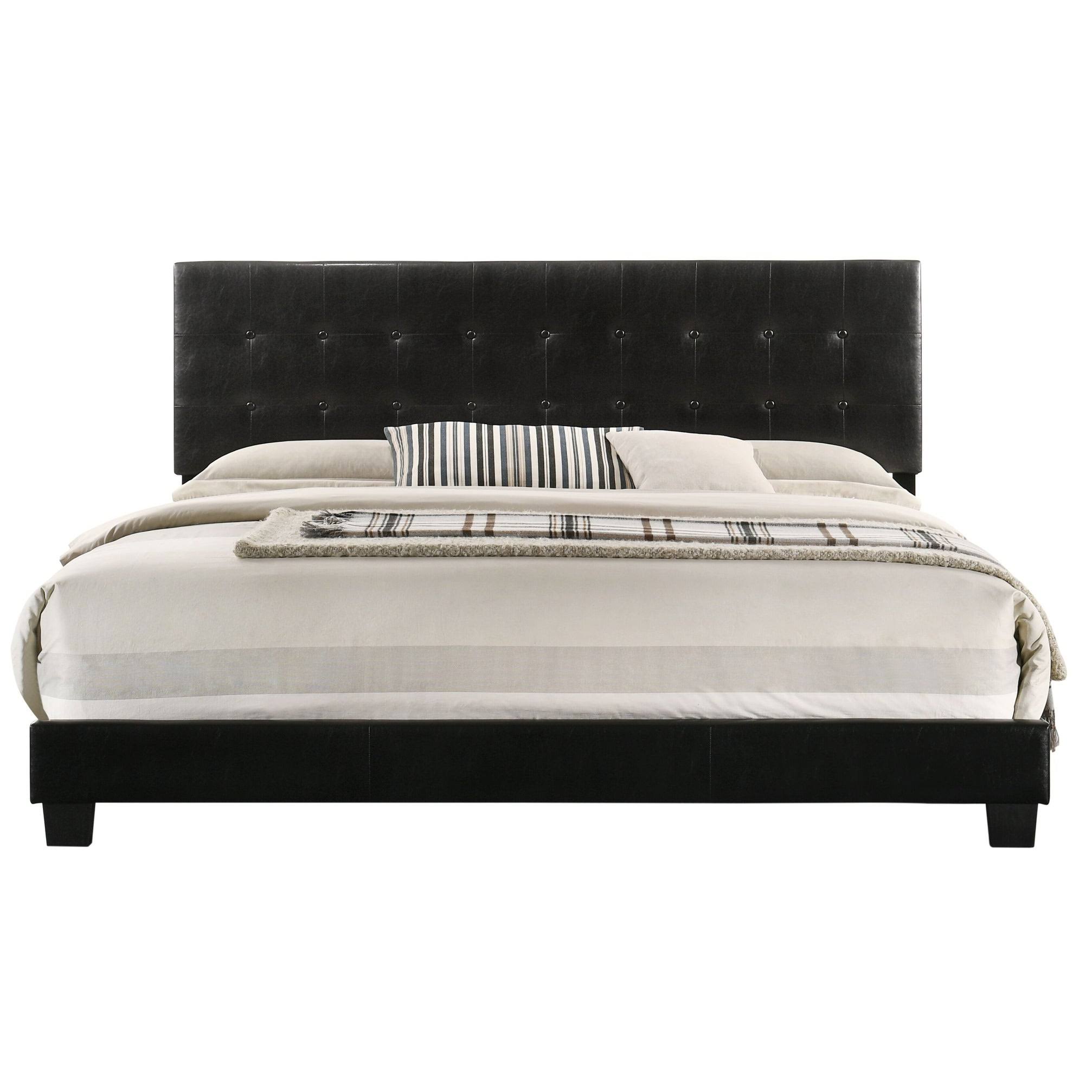 Glory Furniture Caldwell Faux Leather Panel Twin Bed in Black