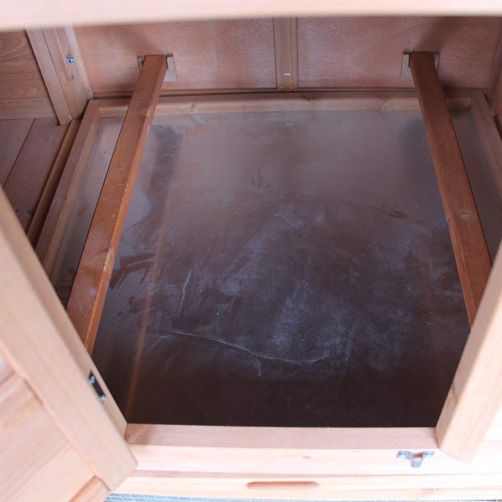 Outdoor Wooden Chicken Coop,Multi-Level Hen House, WaterproofPet Rabbit Hutch Chiken Coop Cage Hen House Poultry Cage with Ramps, Run, Nesting Box, Wire Fence (75‘’)