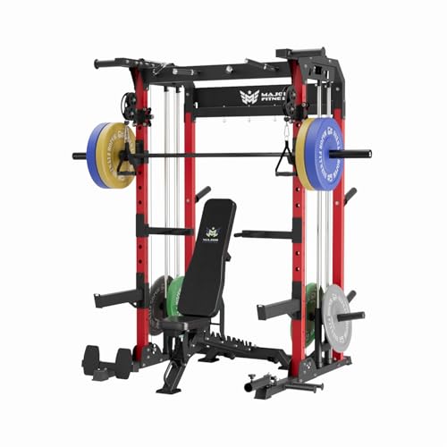 MAJOR FITNESS F22 Multi-Functional Power Rack—1600lbs Capacity All-in-One Squat Rack with Dual Pulley System for Home Gym Strength Training