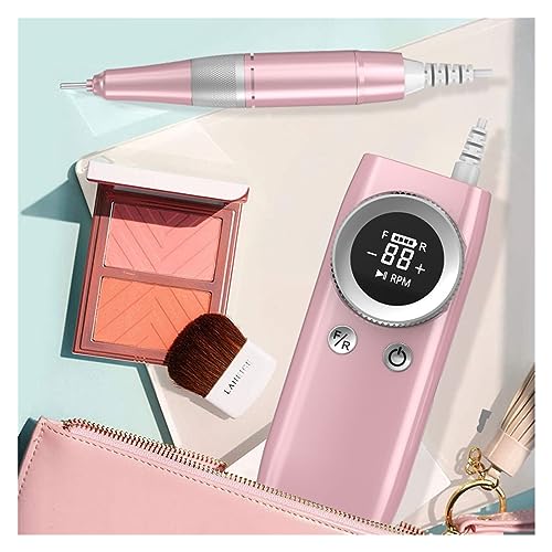 Nail Drill, 45000RPM Nail Drill Machine Electric Nail Polishing Machine with LCD Display Professional Nail Lathe for Manicure Gel Polishing Professional Nail Tools (Bianco A)