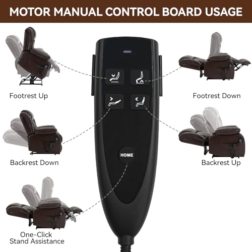 Lay Flat Lift Recliner Chair - Dual Motor Leather Electric Power Lift Chair with Massage & Lumbar Heating for Elderly People, Home Theater Single Seating Sofa Chair (Leather, Black)