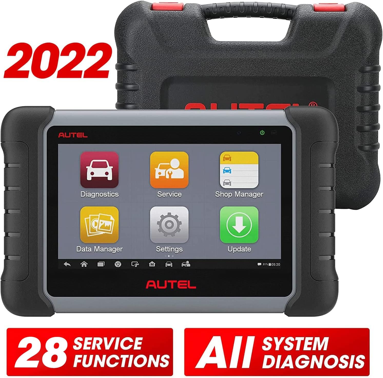 Autel Scanner MaxiCOM MK906BT with MV105, 2022 New Version of Maxisys MS906/ MS906BT/MK908, Auto Scanner with Advanced ECU Coding, Bi-Directional Control, 31+ Services, All System Diagnostics