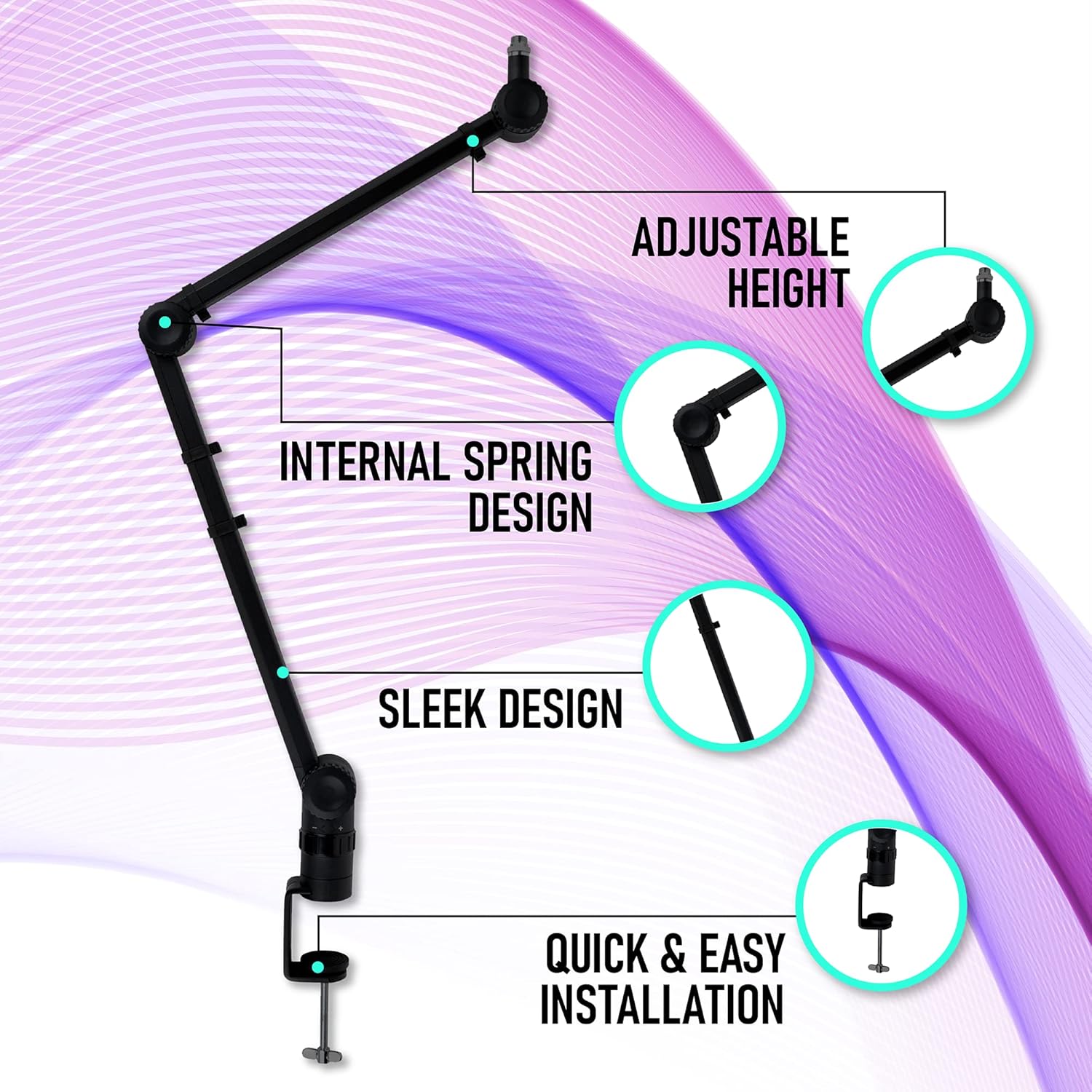 Aremor Pro Heavy Duty Deluxe Desk Mounted Tube-Style Broadcast Boom Arm Adjustable Suspension Boom Scissor Mic stand - Adjustable 360�� Rotatable Microphone Arm - Stable Microphone Mount Arms