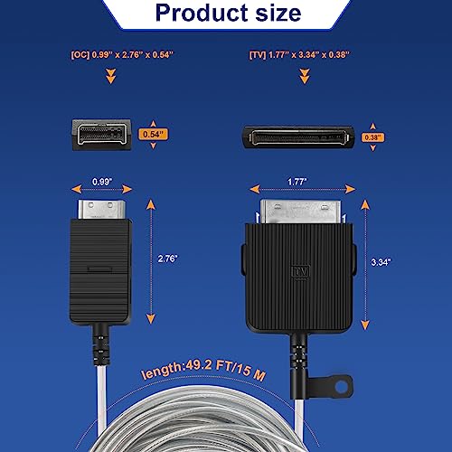 49.2ft/15m One Invisible Connection Optical Cable (Newest Model) VG-SOCR15/ZA for Samsung TV QN43-85 inches LS03CA LS03BA LS03AA QLED 4K The Frame TVs