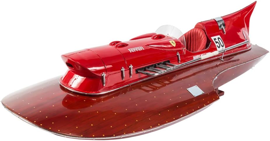 Seacraft Gallery Ferrari Hydroplane Model Speed Boat 19.7" - Handcrafted wood boat decor - Wooden Decor toy boat - Wooden Model Ships - Wooden Toy Model Boat - Italian model display -Wooden model ship