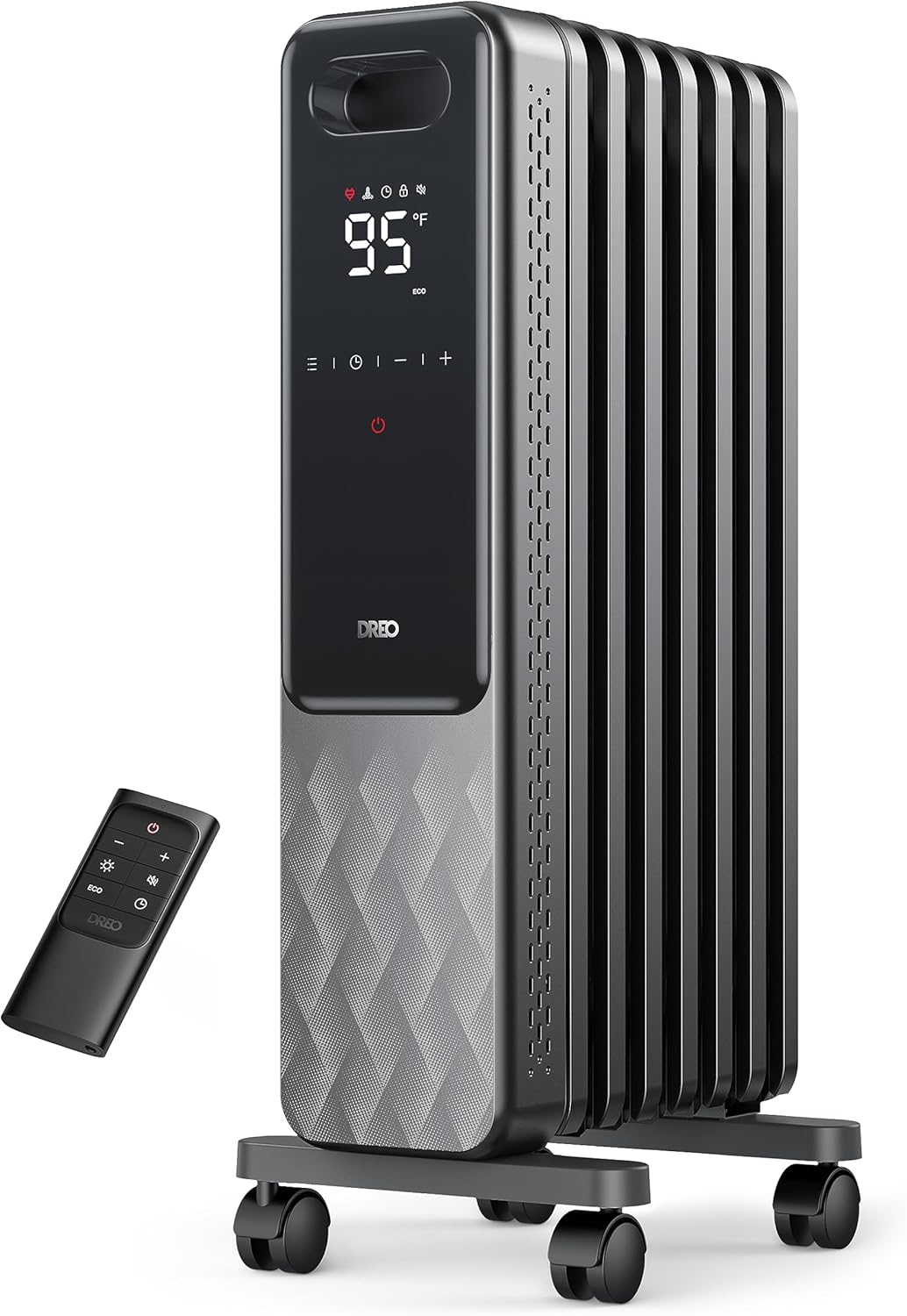 Dreo 1500W Oil Filled Radiator Heater Bundle with Remote Control, 4 Modes, Overheat & Tip-Over Protection, 24h Timer, Digital Thermostat