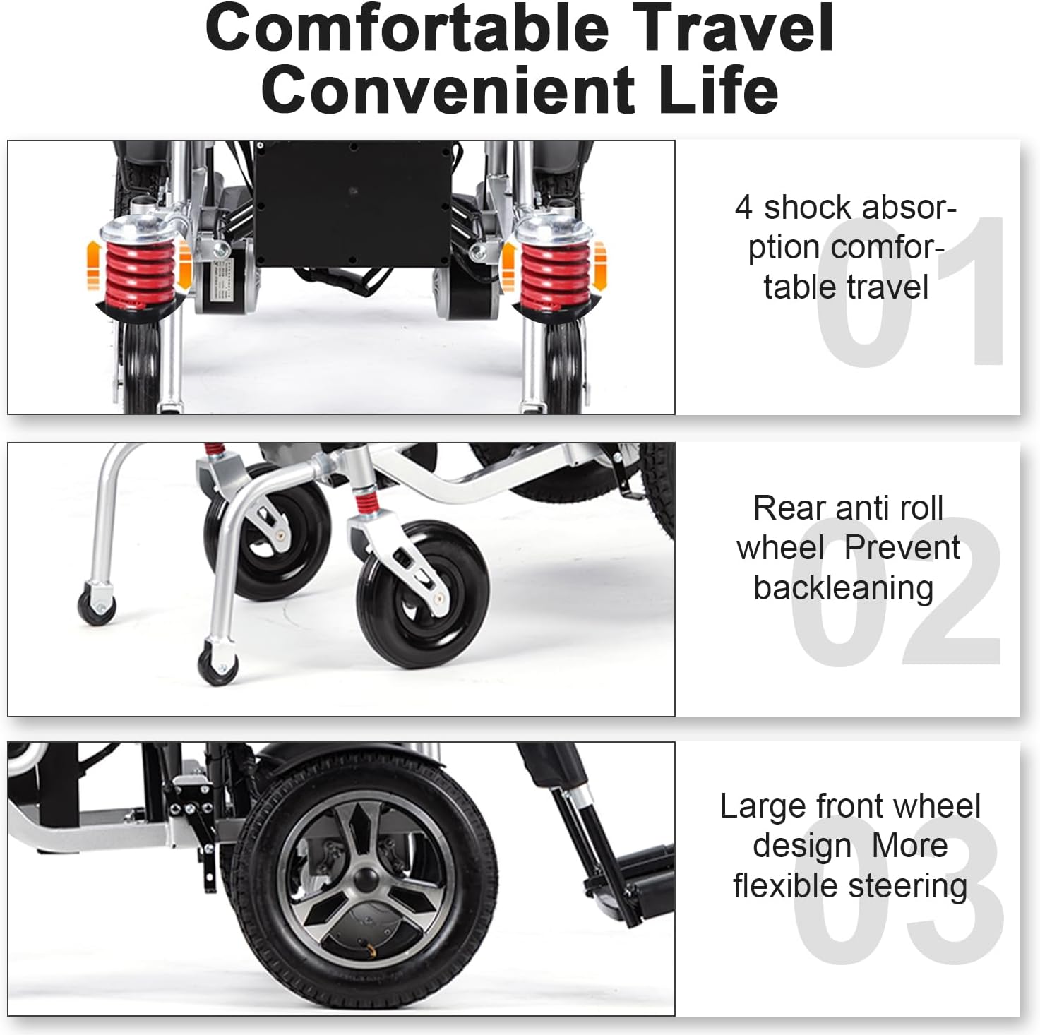 Electric Wheelchair,15 Miles Electric Wheelchairs for Adults,Lightweight Foldable All Terrain Motorized Wheelchair For Seniors,Portable Power Wheelchair for Travel,Compact Mobility Scooters-Up to330lb