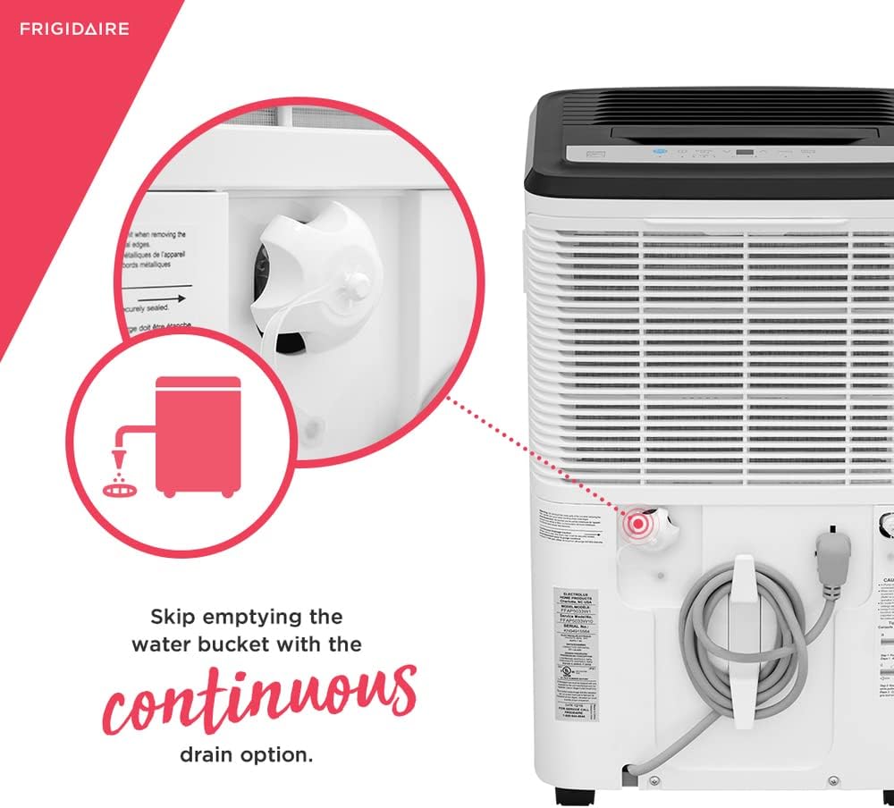 Frigidaire Dehumidifier, High Humidity 50 Pint Capacity with Built In Pump, in White