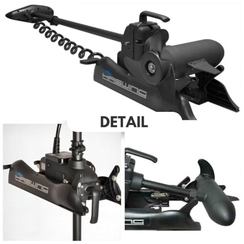 HASWING Electric Trolling Motor – Cayman 12V 55LB 48 Inch Shaft Bow Mount Boat Fishing Saltwater Freshwater with Remote Control 50700-120B