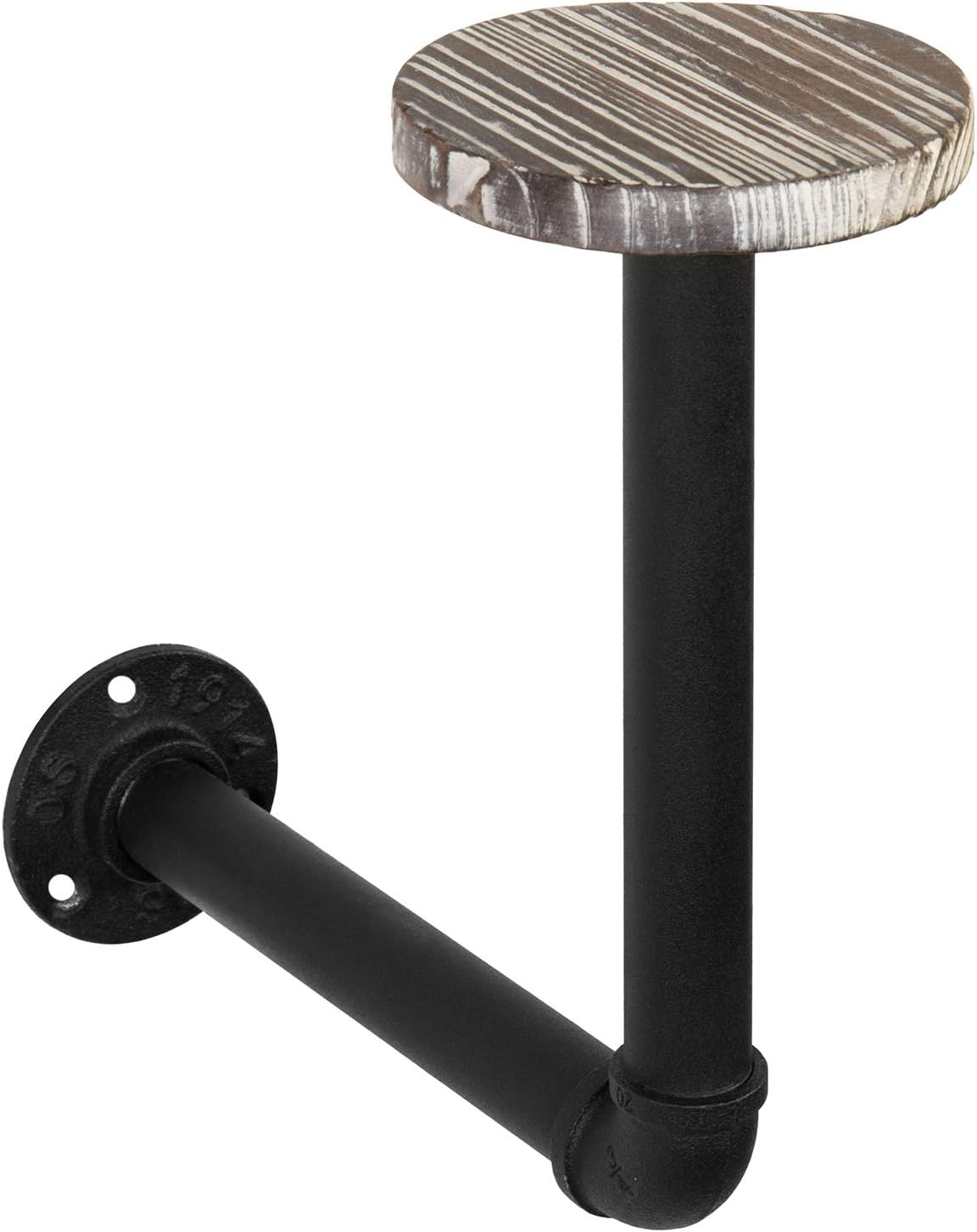 MyGift Rustic Brown Wood Hat Rack for Wall, Hanging Cap and Wig Holder with Industrial Metal Wall Mounted Bracket Pack of 2