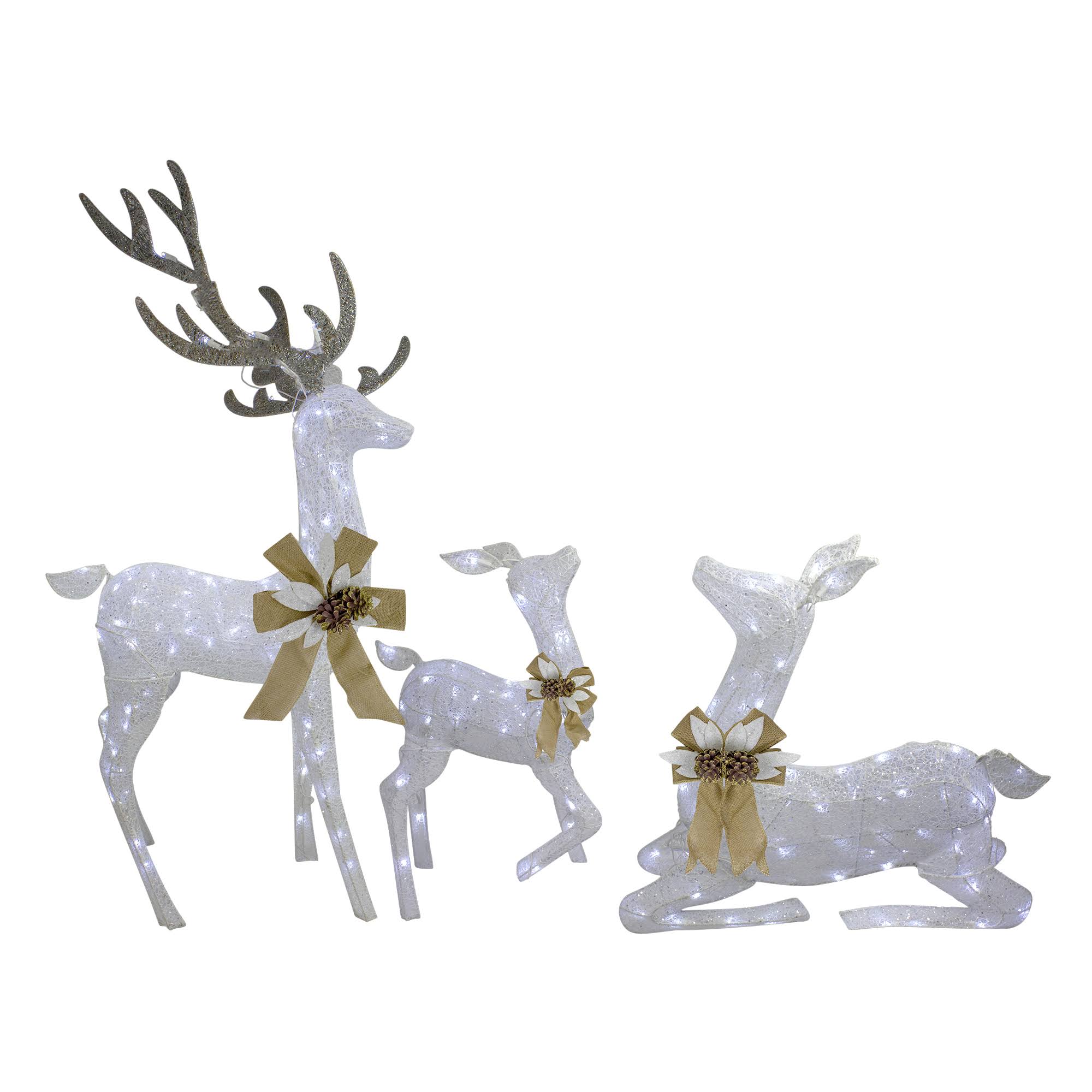 Northlight 3PC White Deer Family LED Lighted Twinkle Christmas Outdoor Decorations