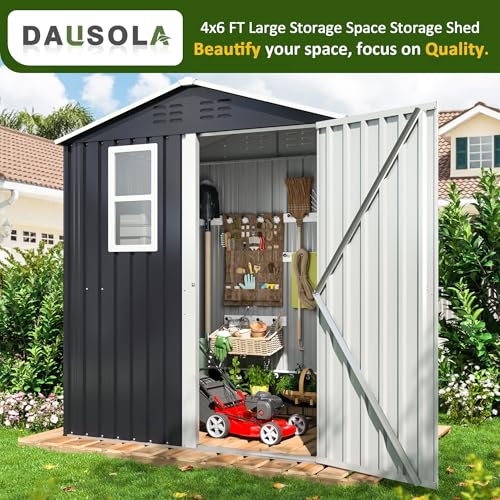 10x10 FT Outdoor Storage Shed, Metal Garden Tool Shed with Updated Frame Structure, Lockable Doors and Windows, Ideal for Backyard Garden Patio Lawn, Grey