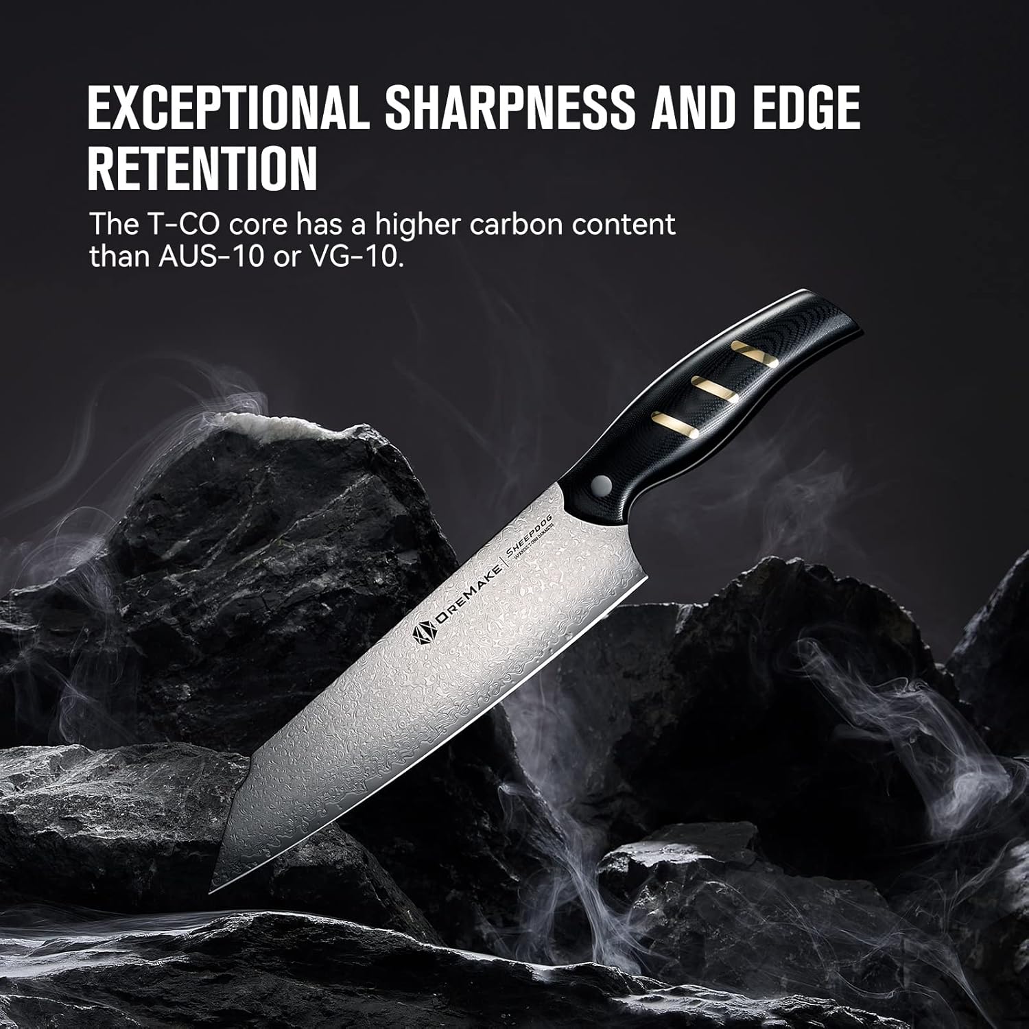 Chef's Knife, OREMAKE 7-INCH NAKIRI Kitchen Knife, Japanese Damascus Steel 69-Layer Forged, With High Carbon Content, With Ergonomic Brass-Accented G10 Handle, Sheepdog Knife Series，Gift For Family.