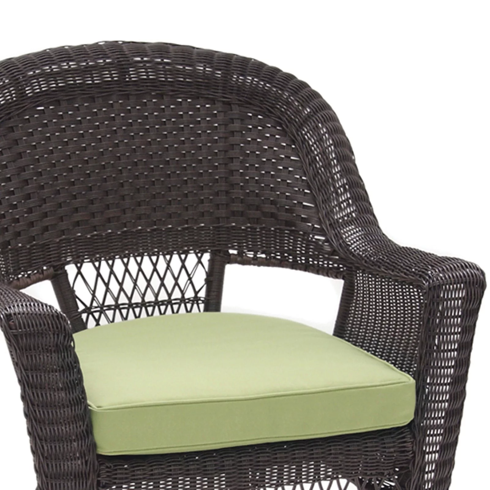 Jeco White Wicker Chair with Tan Cushion