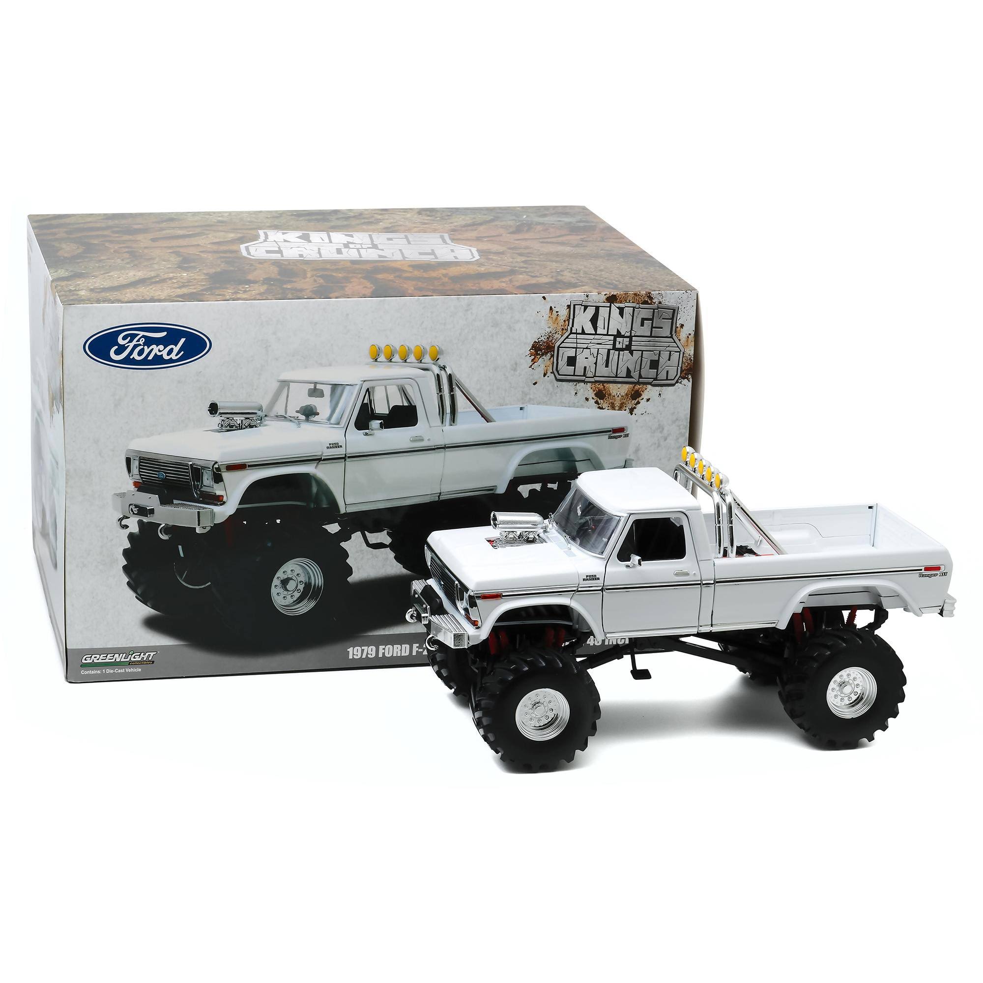 1979 Ford F-250 XLT Monster Truck with 48-Inch Tires White Kings of Crunch Series 1/18 Diecast Model Car by Greenlight