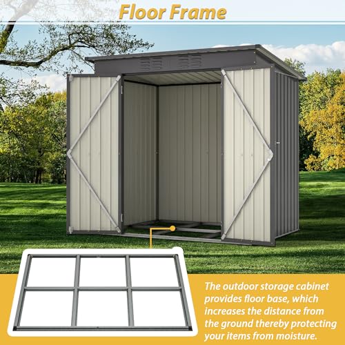 6x4 Ft Outdoor Storage Shed, Heavy-Duty All-Weather Tool Shed with Lockable Doors, Durable Resin Construction for, Patio & Backyard Organization Black