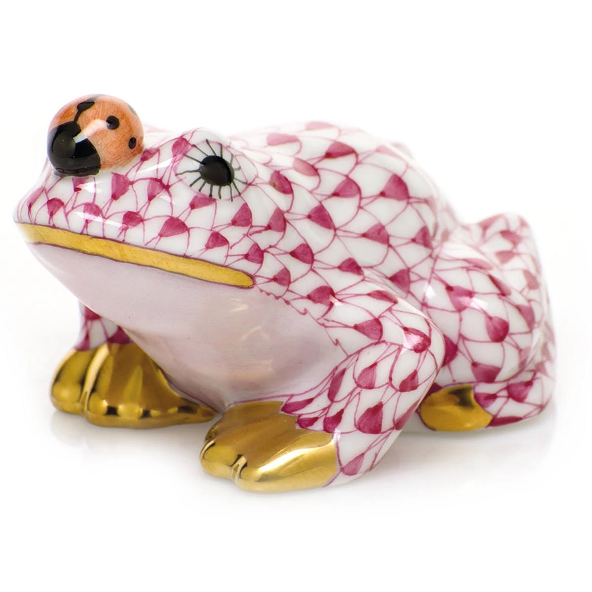 Herend Frog with Ladybug Raspberry