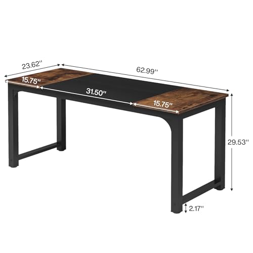 Tribesigns Modern Computer Desk, 63 x 31.5 inch Large Executive Office Desk Computer Table Study Writing Desk Workstation for Home Office, Spliced Desktop, White