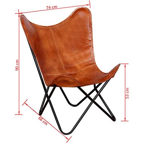 Butterfly Chair Brown Real Leather,Ergonomic Vintage Real Leather Butterfly Chair for Ultimate Comfort and Style Living Room Furniture, Chaise Lounges
