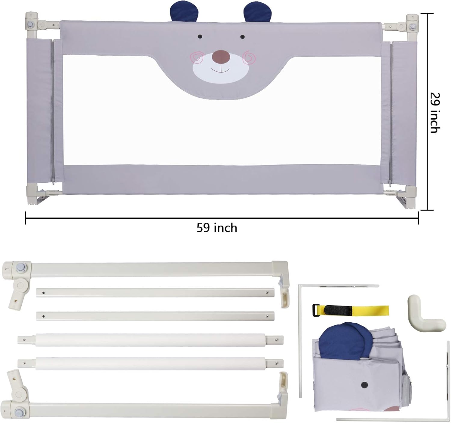 RDHOME 47 Bed Rails for Toddlers Vertical Lifting Bed Guardrail for Kids, Extra Tall Collapsible Baby Bed Rail Guards Fits Three Quarters Bed(1 Side)