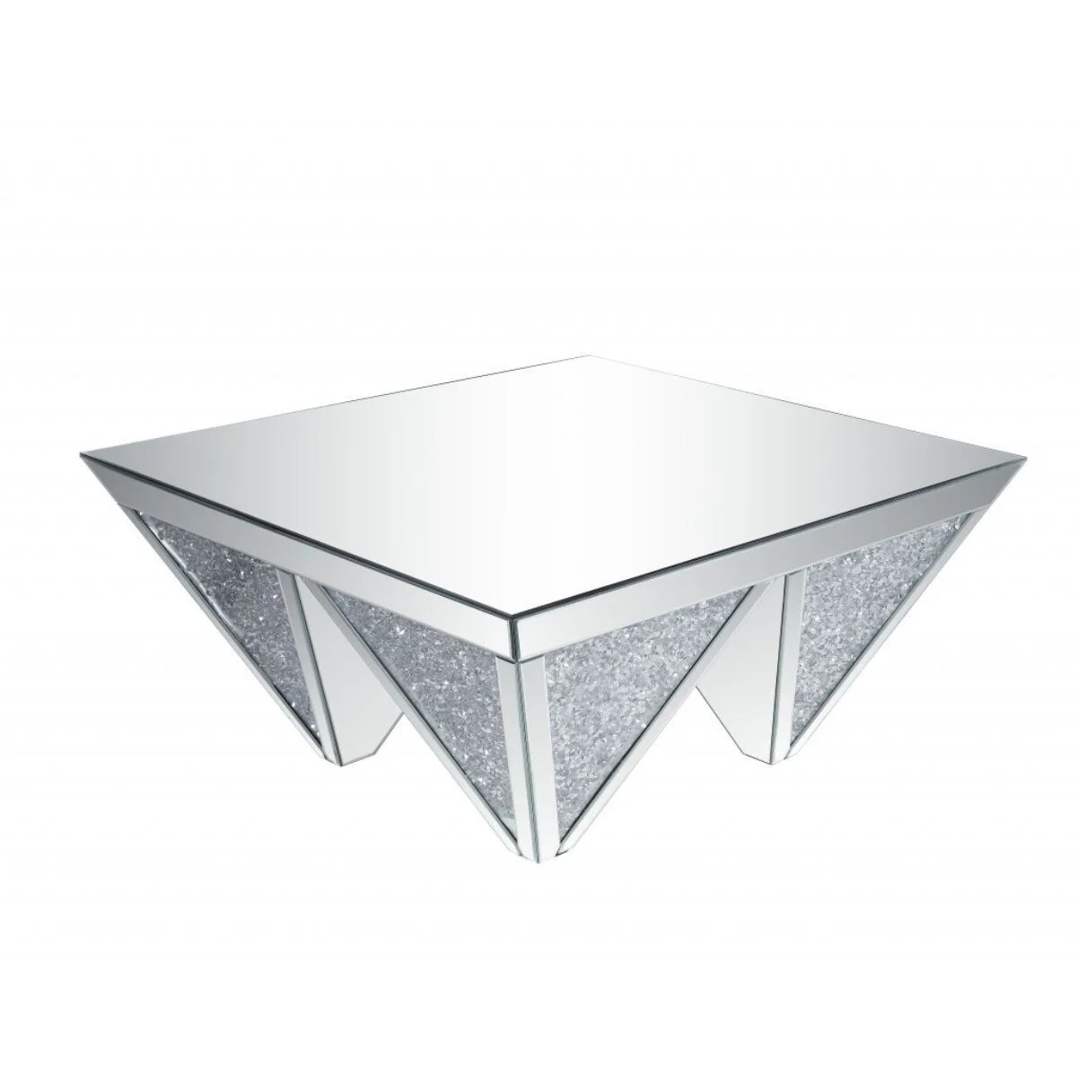 HomeRoots  37" Mirrored Mirrored And Manufactured Wood Square Mirrored Coffee Table - 37