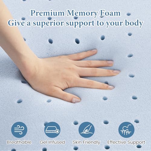 FP FLEXPEDIC Queen Mattress Topper, 4 inch Cooling Mattress Topper, Gel-Infused Memory Foam Bed Topper for Queen Size Bed, CertiPUR-US Certified, Purple